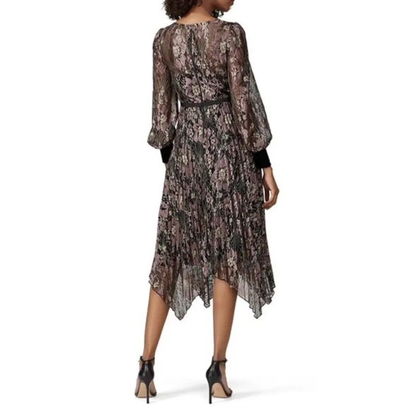 Nissa Floral Lace Pleated Floral Trim Midi Dress - Picture 4 of 13